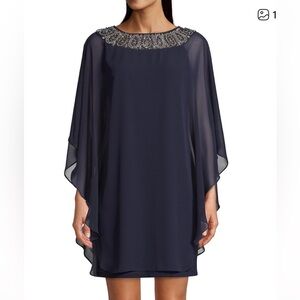 Brand New Xscape Women's Short Ity with Chiffon Bead Overlay